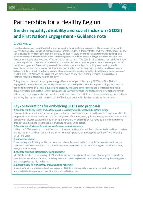 DFAT Partnerships for a Healthy Region - GEDSI and First Nations engagement Guidance Note.pdf